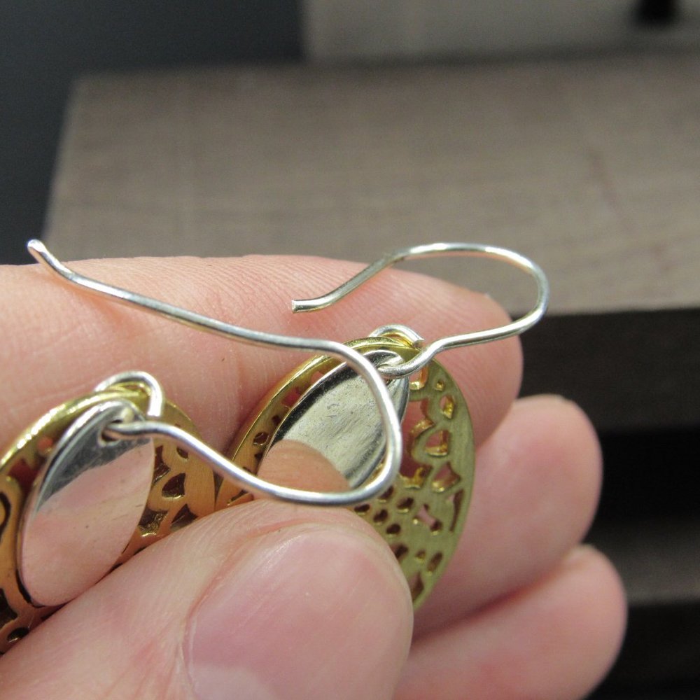 Sterling Silver Oval Complex Pattern Earrings - image 3